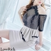 <Love Rich>レース使用のミニドレス パーティードレス キャバドレス(ベージュ)
